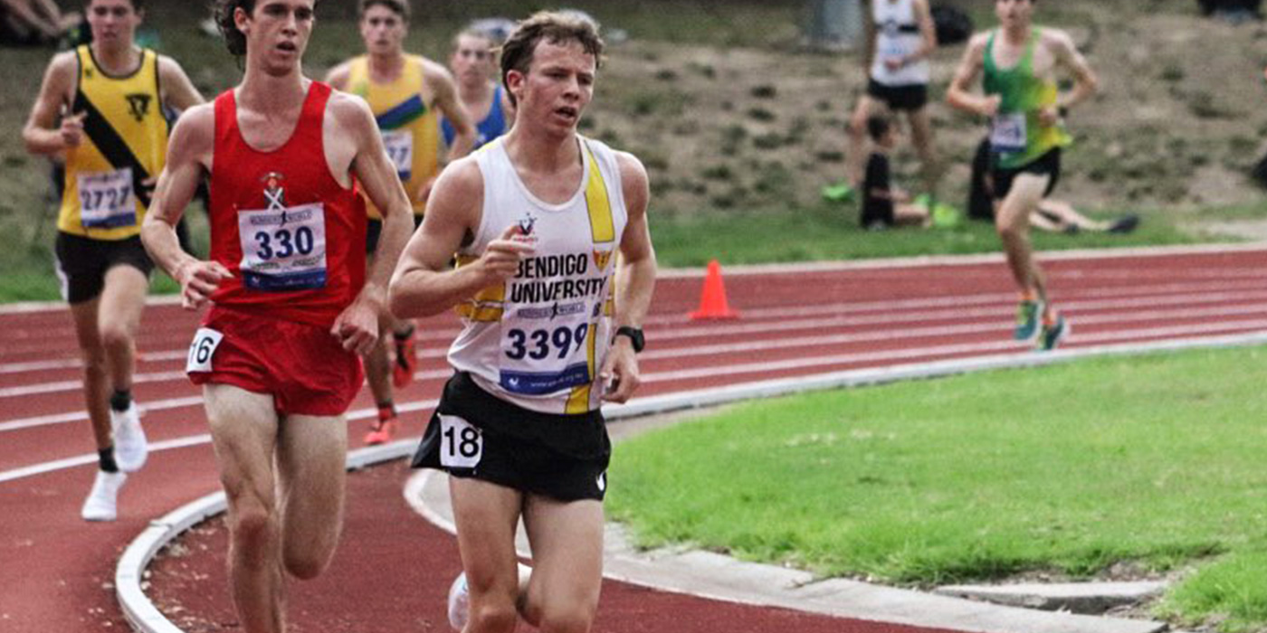 Bendigo University Athletic Club's Matt Buckell in action during the 2021 Athletics Victoria Under 20 3000m championships