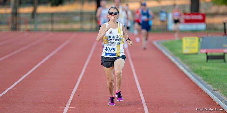 University's Melissa Douglas charges to victory in the Richard Kitt Memorial 1500m.