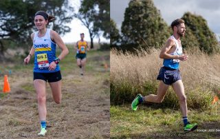 Brady Threlfell and Alice Wilkinson running at the Athletics Victoria XCR relays