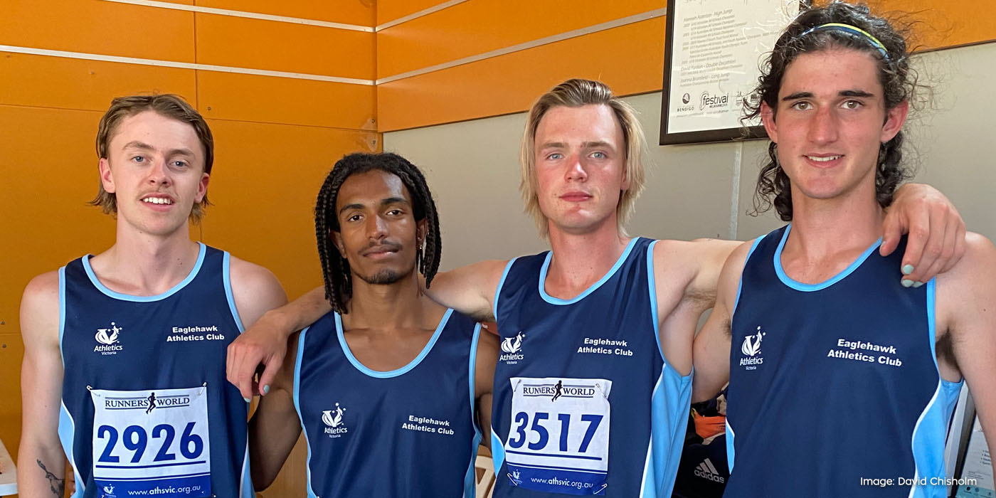Record-breaking relay team of Kye Mason, Kenan Seebah, Angus McKindlay and Cameron Smith. Photo taken by David Chisholm.